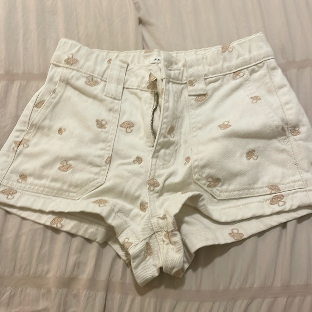 Pacsun White Mushroom Cream Brown Mini Denim Jean Shorts Extra Small High Rise